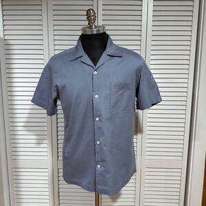 Reiss Slate Blue Short-Sleeve Button-Down Shirt